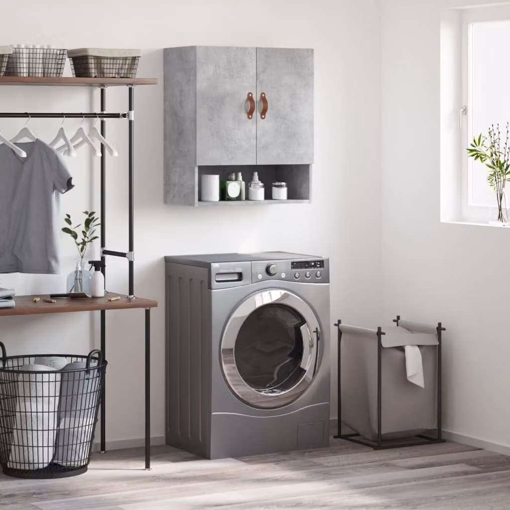 Armadietto a muro vidaXL in legno e MDF grigio opaco con ante a battente, L 60 cm, P 31 cm, H 70 cm