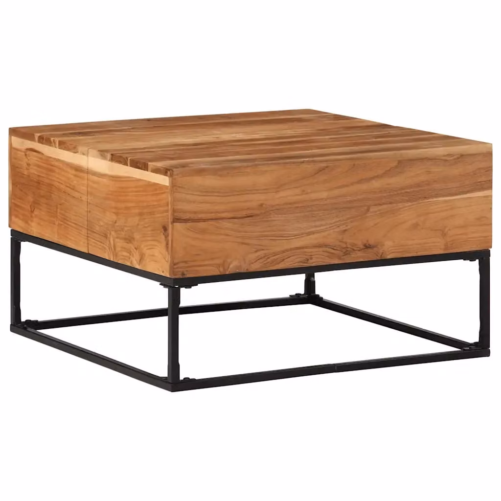 Tavolino da salotto quadrato vidaXL in legno di acacia e metallo, L/P/H: 68 x 68 x 41 cm – 2