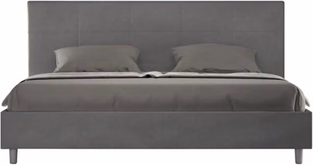 Letto matrimoniale king size Mika Ityhome con rete imbottita in microfibra grigio L/P: 200 x 200 cm