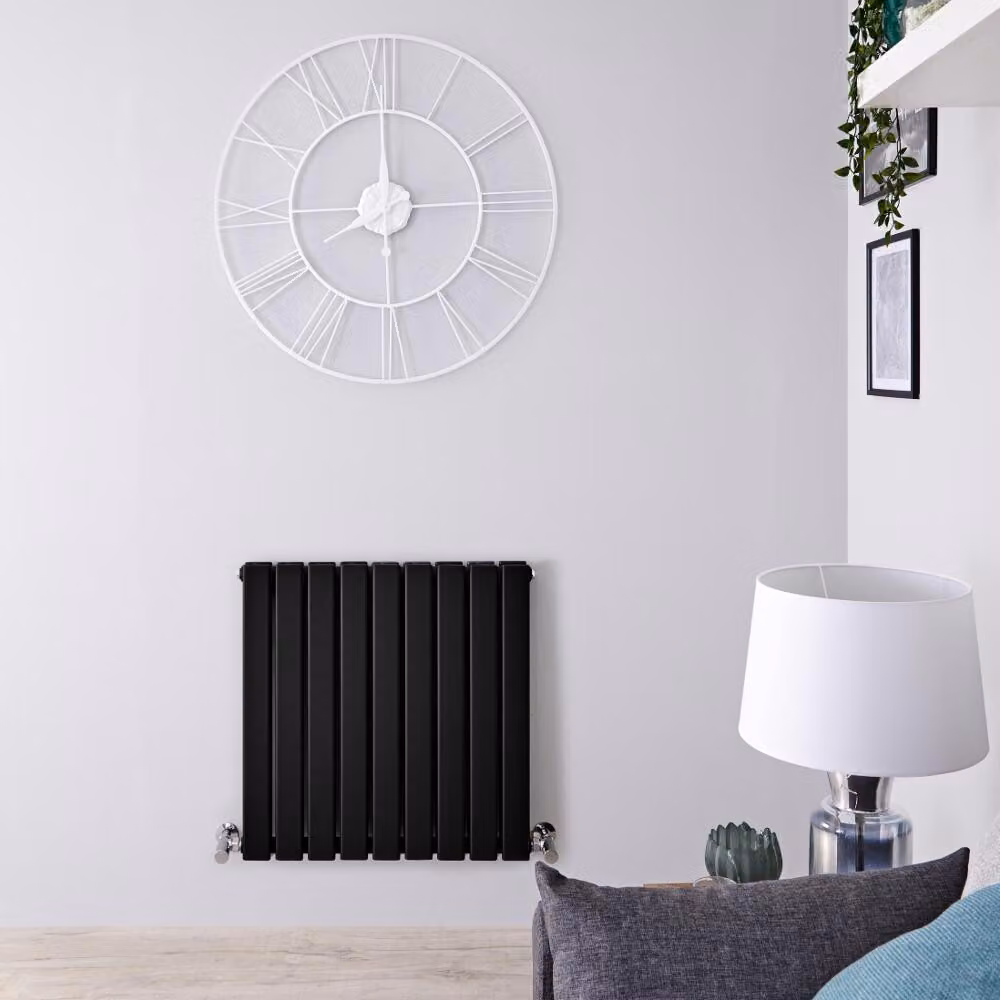 Radiatore Orizzontale Doppio Design Nero Opaco 635x630mm 680W - Compatto - Stile Moderno - Delta