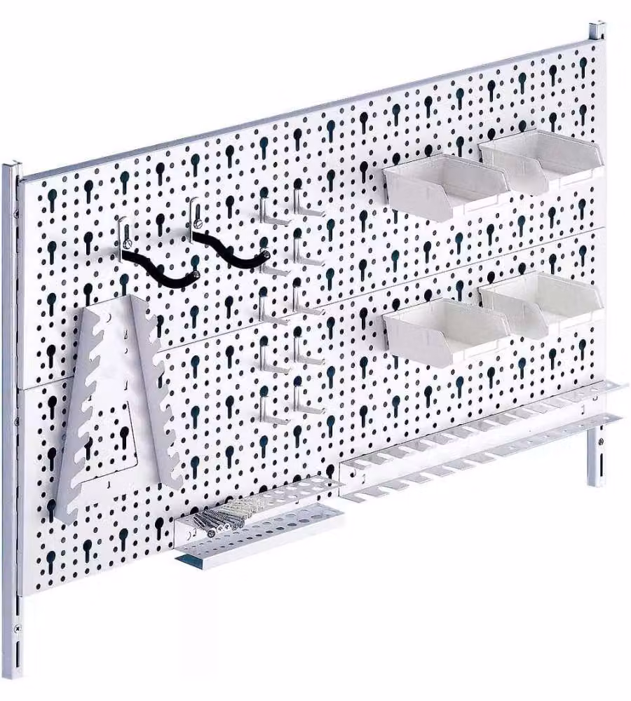 Alfer Pannello Porta Attrezzi da Parete in Acciaio Bianco - 80x40 cm