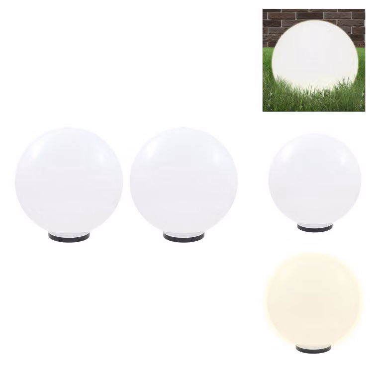 vidaXL Luci da giardino a LED 2 pz. Sferica 50 cm PMMA - Illuminazione esterna