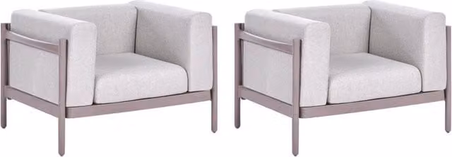Set di 2 poltrone da giardino tortora Struttura sintetica Set di 2 sedie da esterno con cuscini Stile moderno