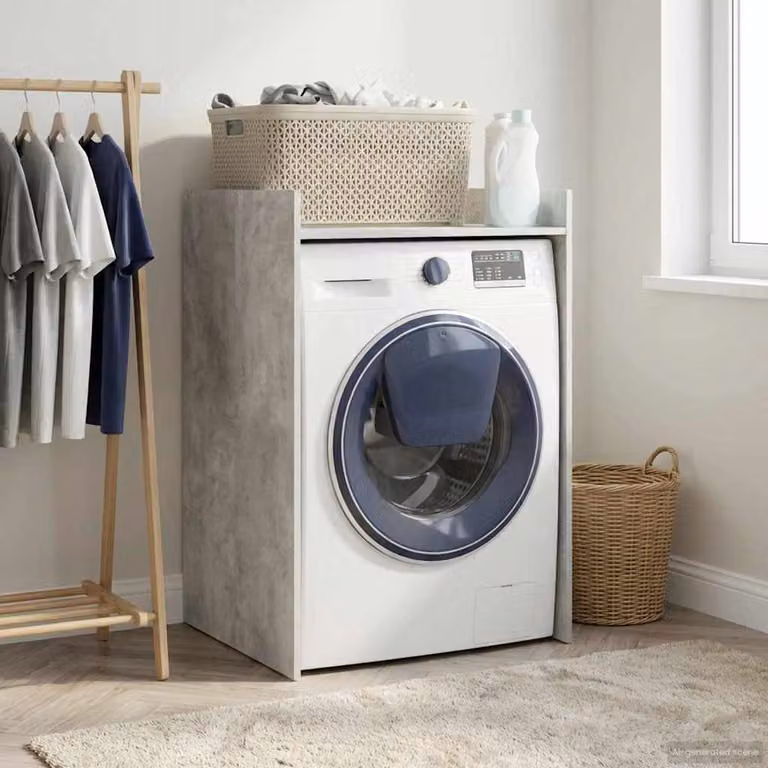 Mobiletto per lavatrice vidaXL moderno in MDF Grigio Cemento, L: 67,5 cm, P: 62 cm, H: 97 cm