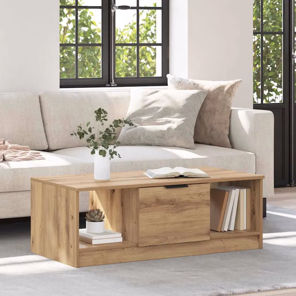 Tavolino da salotto moderno vidaXL in rovere marrone L: 102 cm, P: 50 cm, H: 36 cm