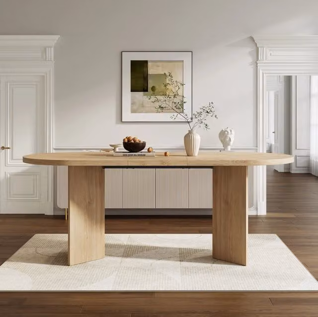 Tavolo da pranzo 200x90x75 cm per 6-8 persone con angoli arrotondati in MDF rovere