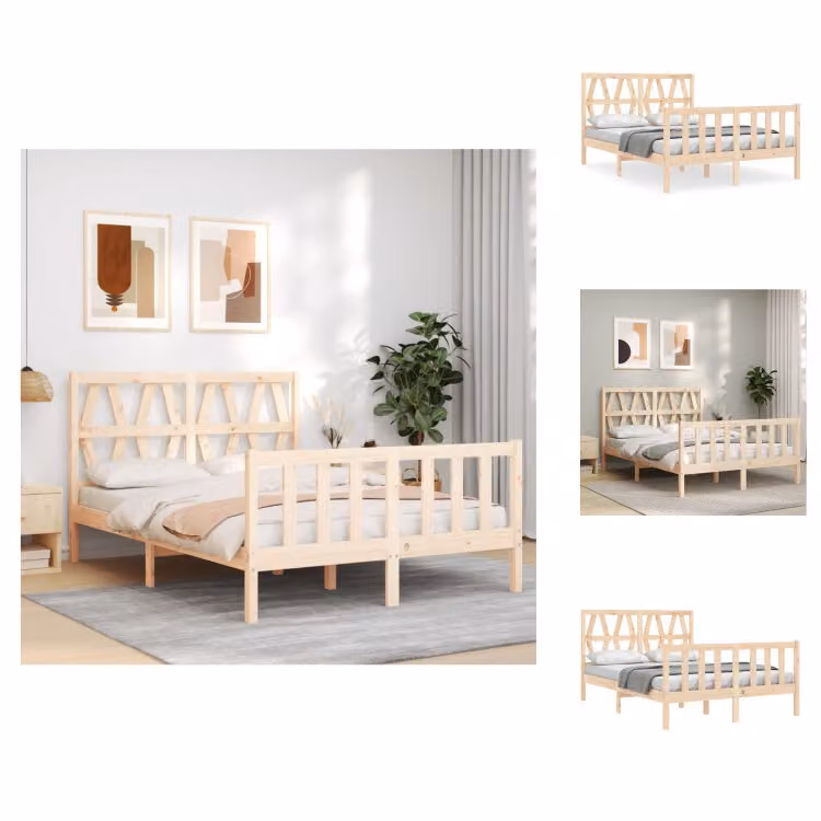 vidaXL Letto in legno massiccio con testiera 140x200 cm - Letti e strutture letto