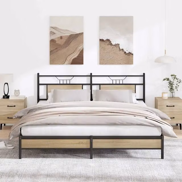 Giroletto senza materasso vidaXL in Rovere Sonoma e metallo L: 188 cm, P: 207 cm, H: 91,5 cm