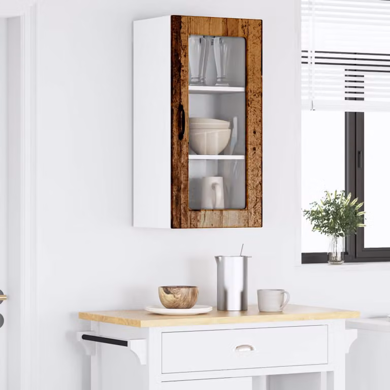 Mobile da parete LUCCA vidaXL in legno e vetro, colore bianco o marrone, L 40 cm x P 31 cm x H 80 cm