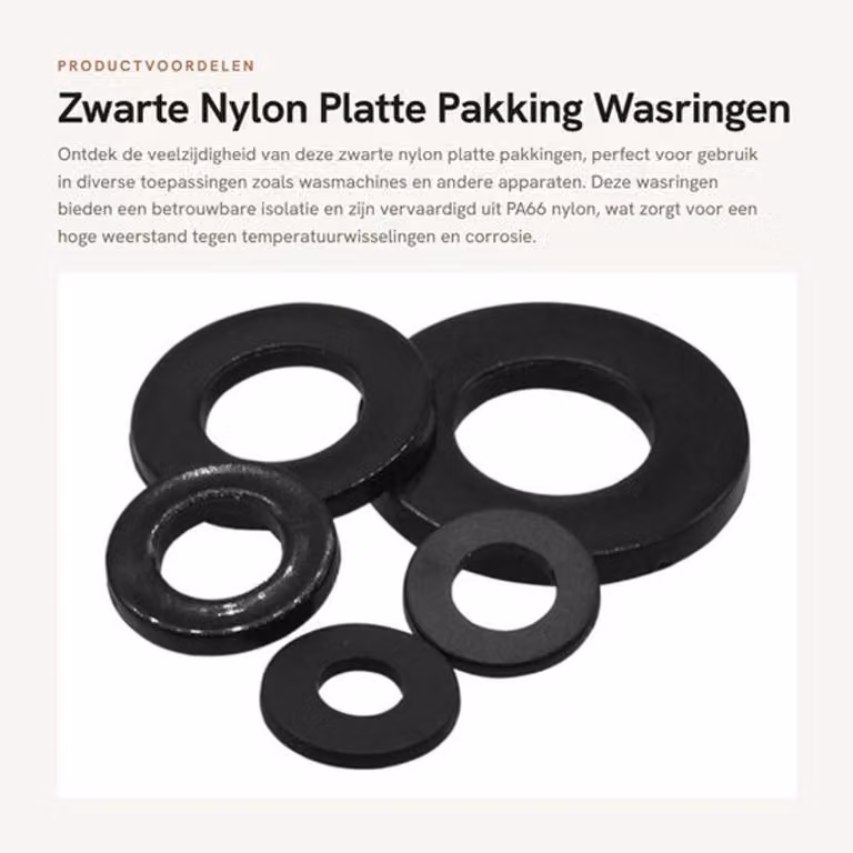 Guarnizioni a anello 50 pezzi - Guarnizioni piatte in nylon nero - PA66/plastica - Elevata resistenza alle temperature - Resistenza alla corrosione