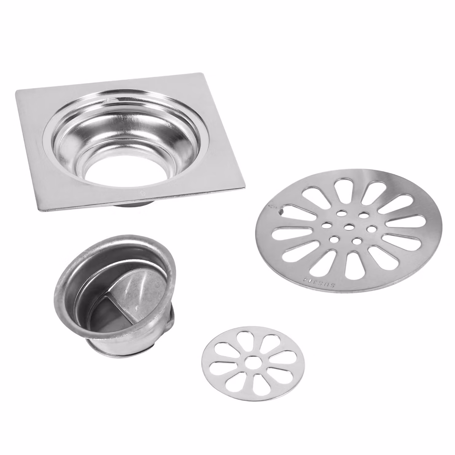 Coperchio quadrato per scarico a pavimento in acciaio inossidabile a pareti spesse con sistema di neutralizzazione degli odori per bagno e doccia (tipo 3)