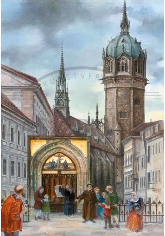 Calendario dell'Avvento di Lutherstadt Wittenberg con motivo delle chiese del castello