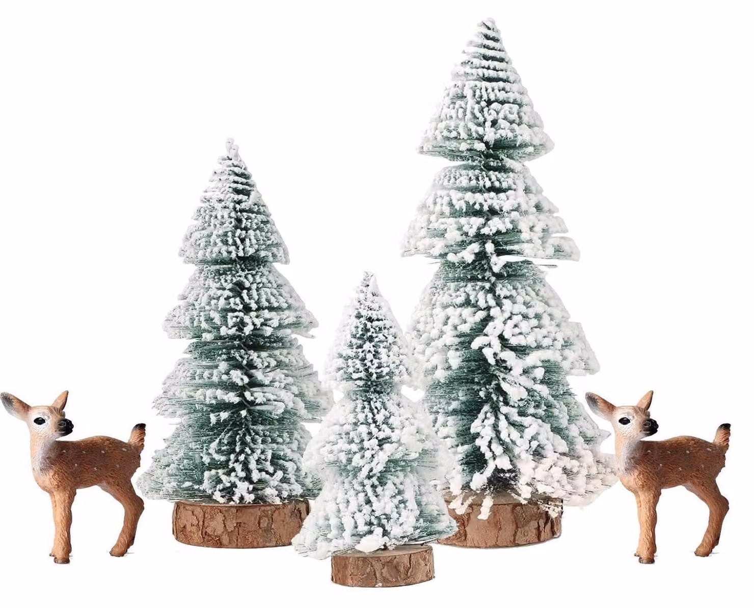 Mini albero di Natale, set di 5 pezzi: abete, renna, realizzati in PVC, metallo e legno, disponibili nelle dimensioni 15/20/25 cm