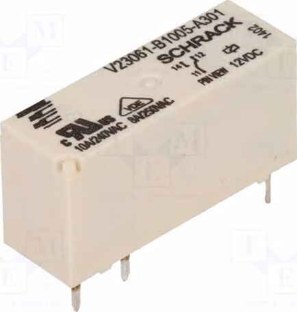 1 relè: bobina elettromagnetica, 12 VDC, 8 A / 240 VAC, 8 A, codice prodotto: 9-1393222-1, elettromagnete