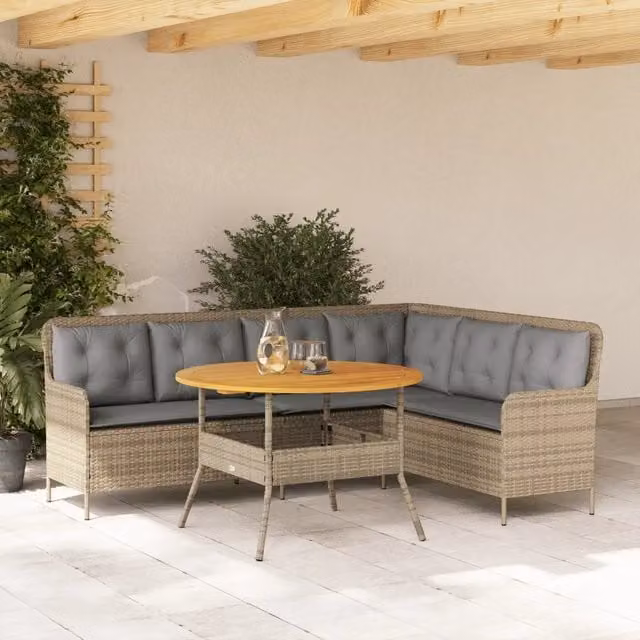 Set Divani da Giardino 2 pz con Cuscini Beige in Polyrattan 3262093