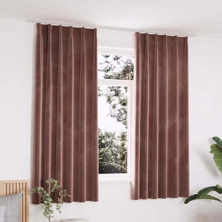Set di 2 tende oscuranti vidaXL in velluto rosa, con ganci, L: 140 cm x H: 175 cm