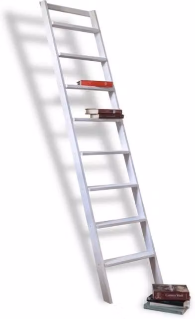 Scala a Piantone in Legno GIORDANOSHOP con 8 Gradini, Laccata Bianca, Altezza: 200 cm