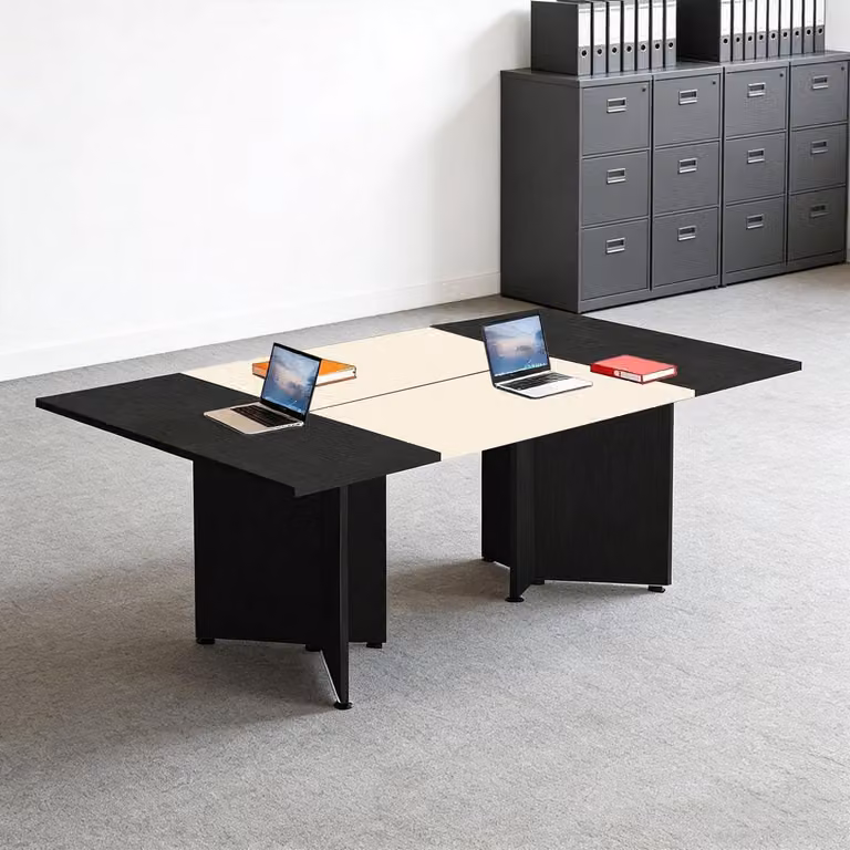 Tavolo da conferenza modulare, espandibile, dimensioni 120x80x74 cm, colore nero e beige