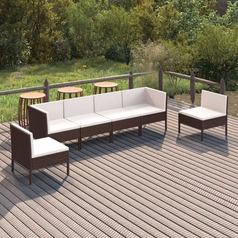 Maison Exclusive - Set da giardino 6 pezzi con cuscini in polyrattan marrone