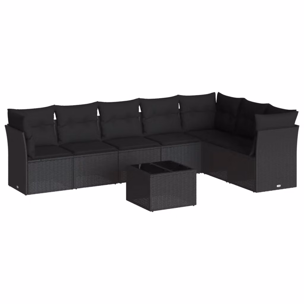 Set di divani da giardino VIDAXL a forma di L in polyrattan nero con 8 cuscini – 2
