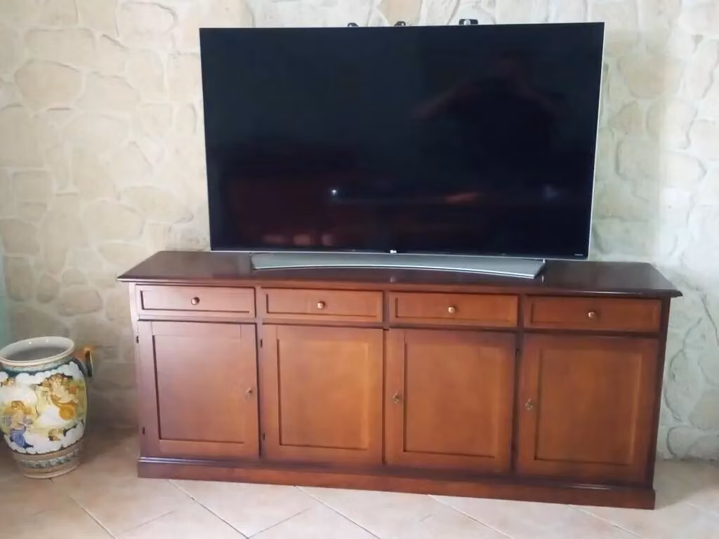 Madia credenza in legno con 4 porte tinta noce Mobili 2G L: 205 cm, P: 42 cm, H: 86 cm – 3