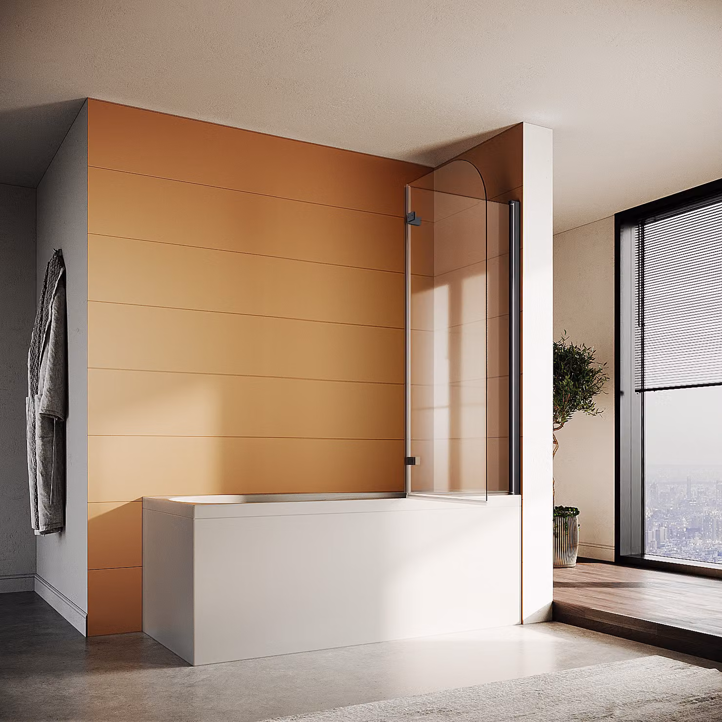 SONNI, cabina doccia pieghevole 120x140cm in vetro nero NANO 6mm con rivestimento nano