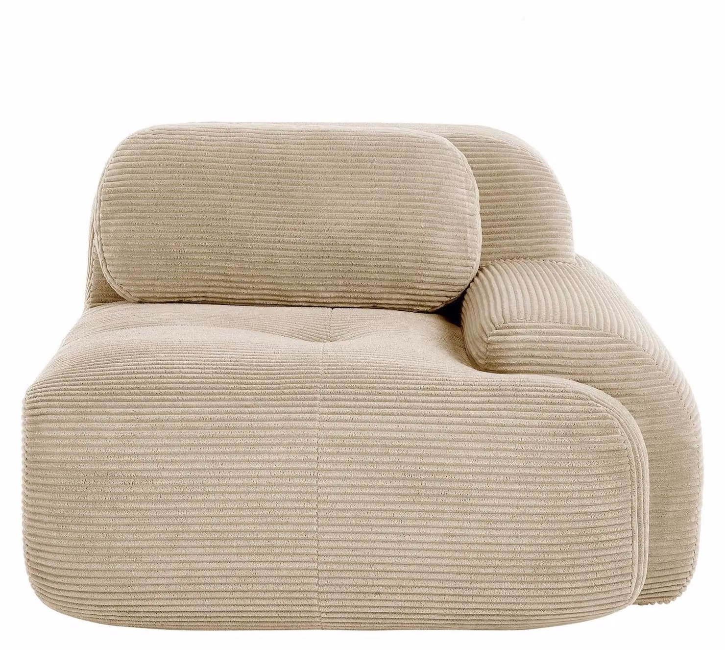 Divano angolare modulare, tessuto Premium Cordstock, design senza montaggio, modello D - Beige