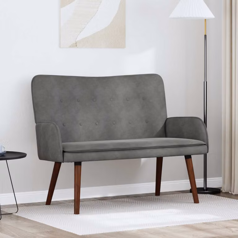 vidaXL Divano a 2 Posti in Velluto Grigio con Design Moderno L: 115 cm, P: 61 cm, H: 87 cm