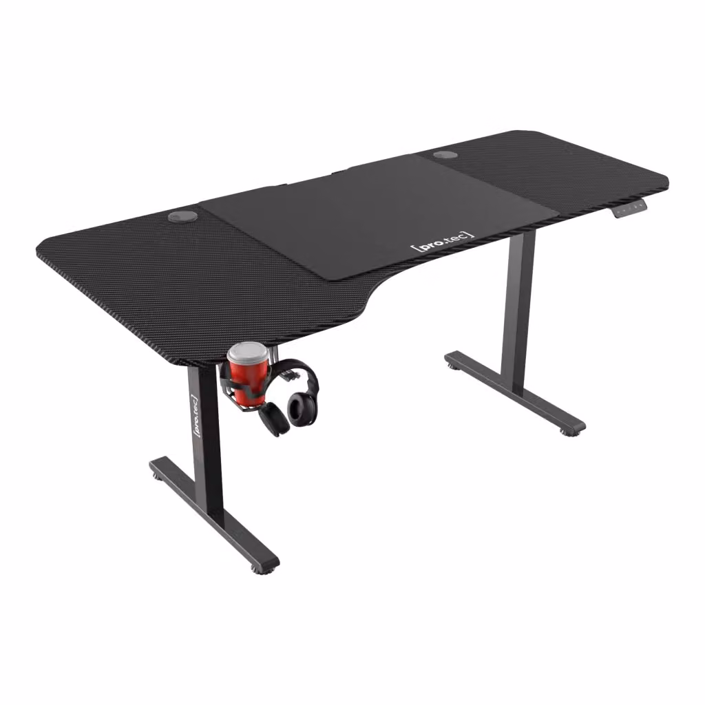 Scrivania Regolabile in Altezza pro.tec Stryn con Sollevamento Elettrico Nero L: 160 cm, P: 60 cm, H: 75 cm – 2