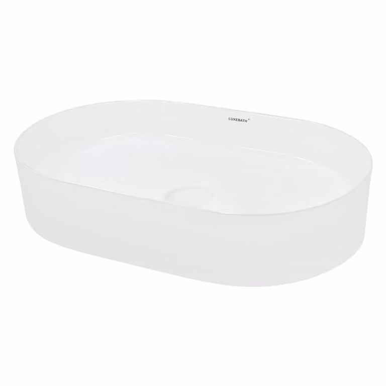 LuxeBath lavabo Lavabo da appoggio ovale, 60,5x38x12,5 cm, bianco, Vetroceramica