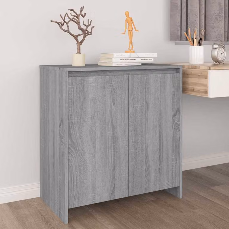 Credenza moderna vidaXL in legno multistrato e MDF, colore grigio, L: 70 cm, P: 41 cm, H: 75 cm