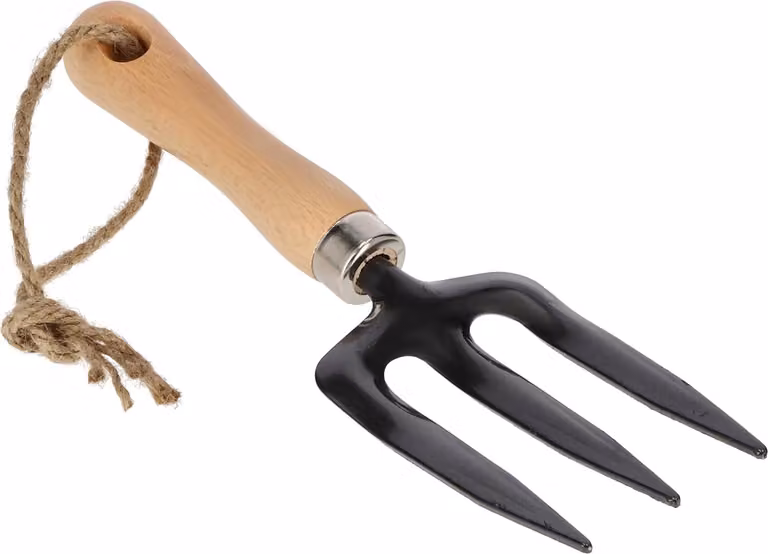 KOTARBAU® Mini forcone da giardino a 3 punte per il trapianto di fiori 28 cm Manico profilato