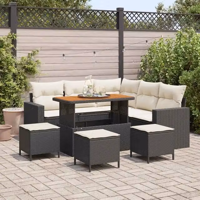 Set Divano da Giardino 9 pz Nero polyrattan 3361620