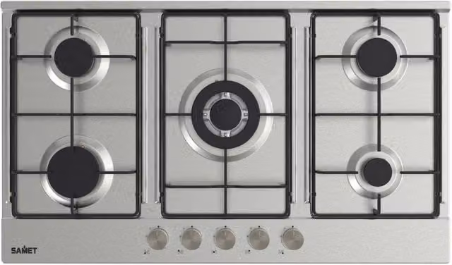 Piano Cottura gas 5 fuochi 90 cm Acciaio inox Samet Apollo2