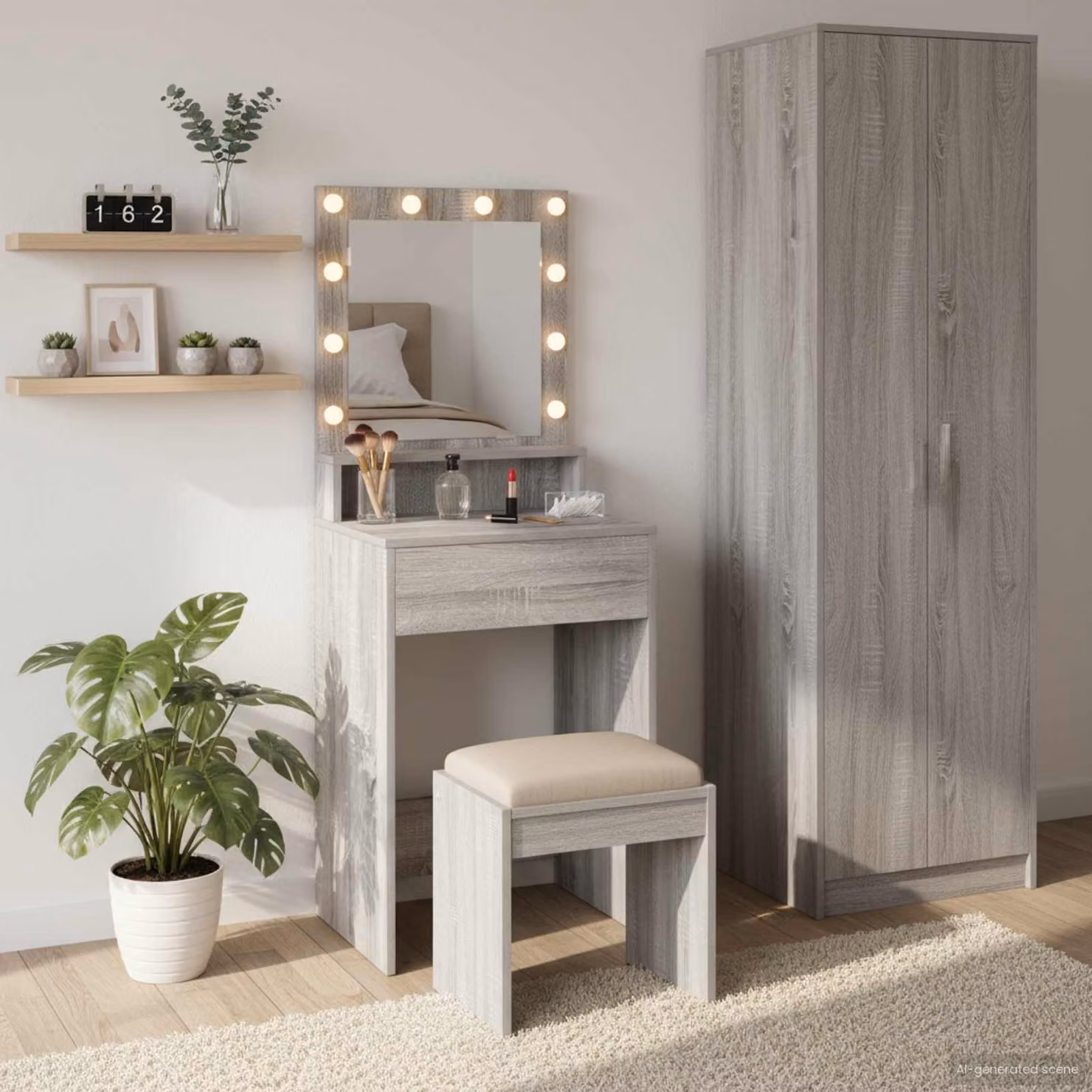 vidaXL Tavolo da Trucco Moderno Grigio L: 50 cm, P: 41 cm, H: 135 cm
