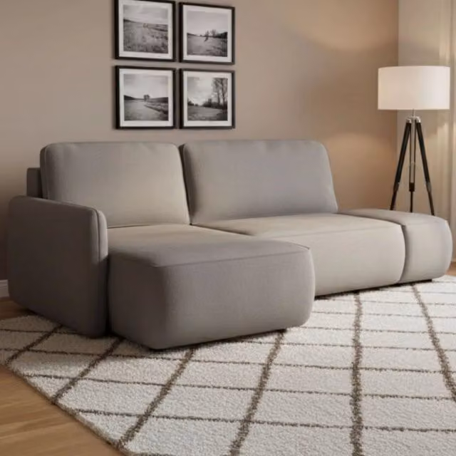 Divano Letto Rezno con Penisola Contenitore Grigio L/P/H: 229 x 148 x 39 cm – 1