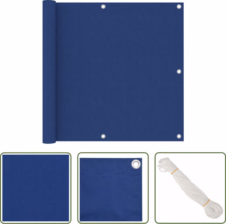 The Living Store Paravento per balcone blu 90x600 cm Tessuto Oxford