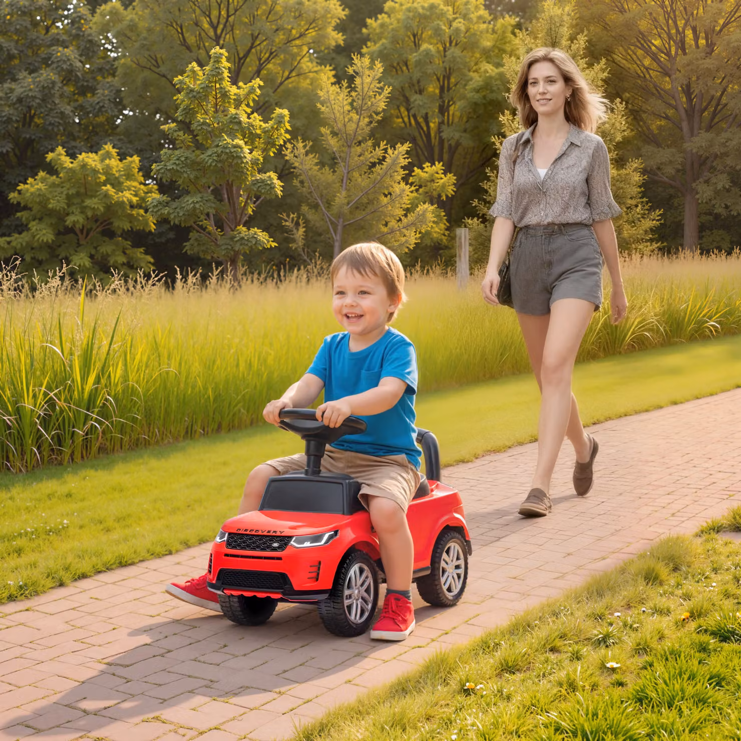 AIYAPLAY Auto Macchina per Bambini con Licenza Land Rover, Rosso, L: 65.5 cm, P: 28 cm, H: 42 cm – 2
