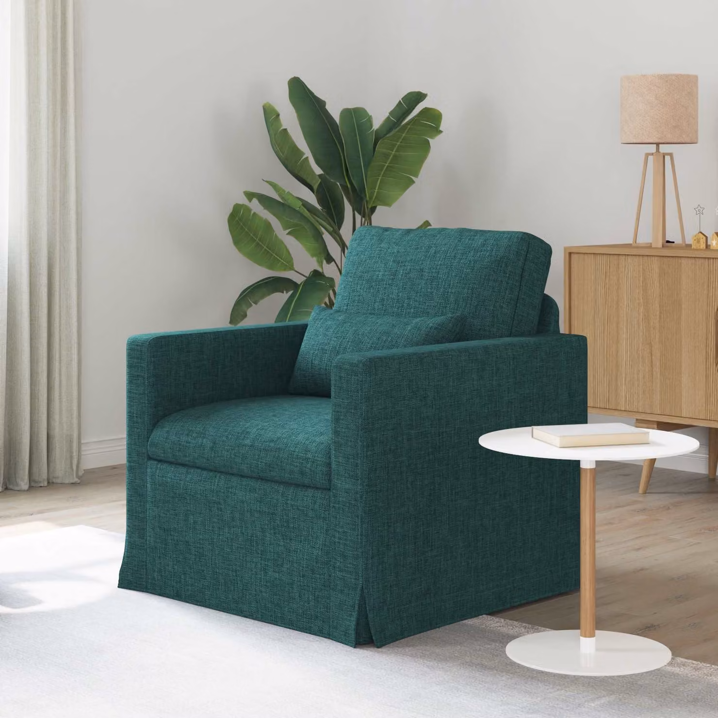 Divano vidaXL in tessuto verde scuro con struttura in metallo e coperture rimovibili L/P/H: 78 x 78 x 80 cm – 1
