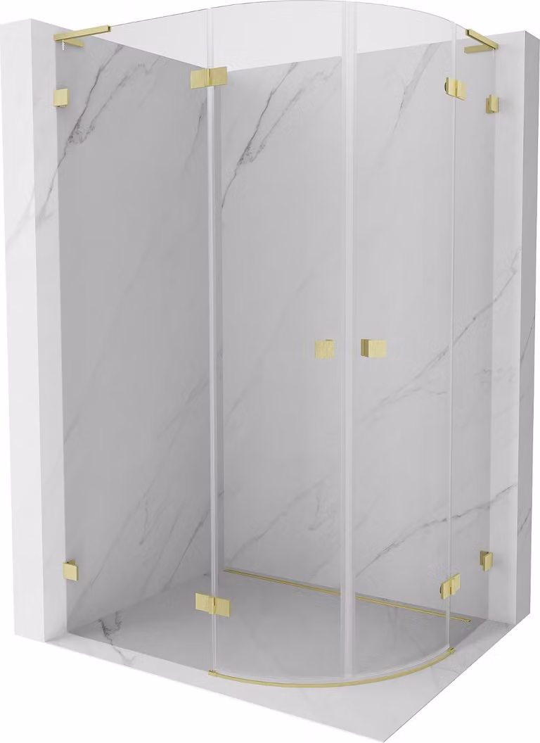 Mexen Lunar L cabina doccia semicircolare con anta sinistra 100 x 90 cm, trasparente, oro spazzolato - 833L-100L-090P-55-00