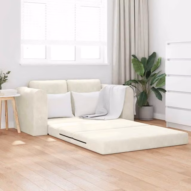 Divano letto Crema 148 x 71 x 83 cm Velluto 4106690