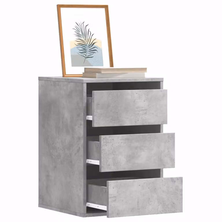 Cassettiera da angolo vidaXL in legno multistrato, colore grigio cemento, L 40 cm x P 41 cm x H 58 cm