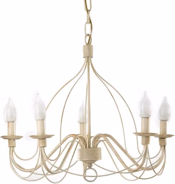 Lampadario a soffitto Onli con 5 luci in metallo color beige stile classico per soggiorno e camera da letto