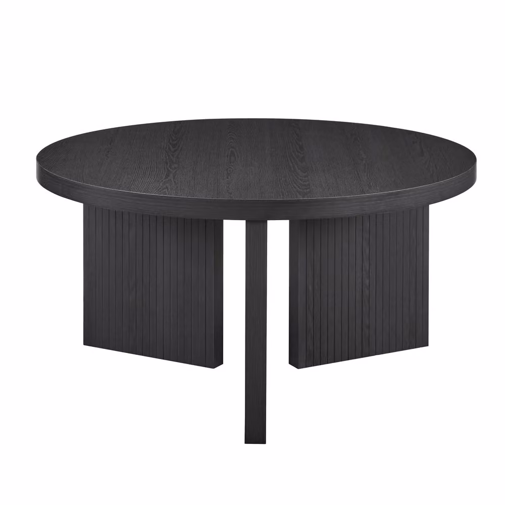 Tavolino da caffè rotondo Minimal bianco effetto legno L: 80 cm, P: 80 cm, H: 45 cm – 2