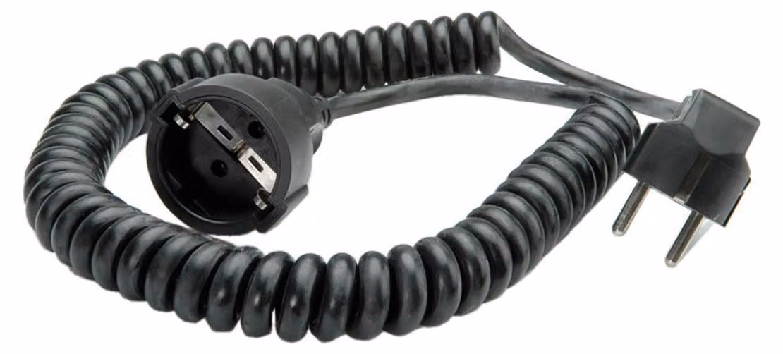 Cavo a spirale BACHMANN 0,5m-2m nero, H05VV-F 3G1,5mm² CEE7/7