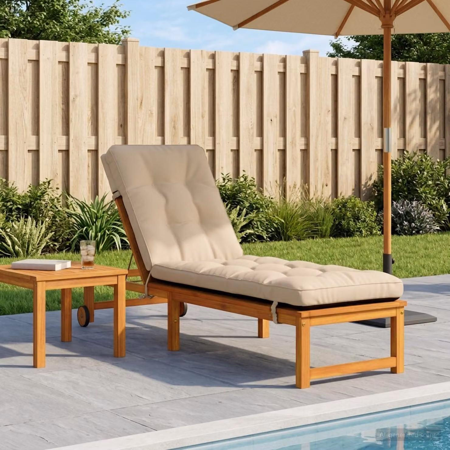 Cuscino per lettino vidaXL VIANEN in poliestere beige con rivestimento rimovibile e resistente ai raggi UV