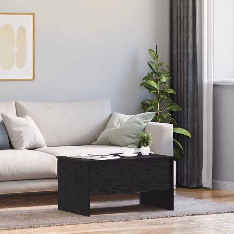 vidaXL Tavolino da salotto moderno rettangolare in legno nero L: 80 cm, P: 50,5 cm, H: 42,5 cm