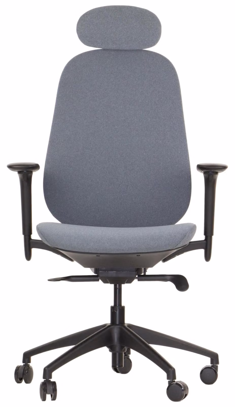 Sedia girevole ergonomica da ufficio LARSTON, base in nylon, braccioli regolabili, poggiatesta e supporto lombare, estensione del sedile, grigio