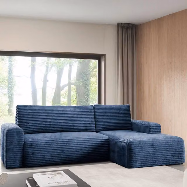 Divano Letto Folgarida con Penisola Contenitore Blu L/P/H: 268 x 163 cm