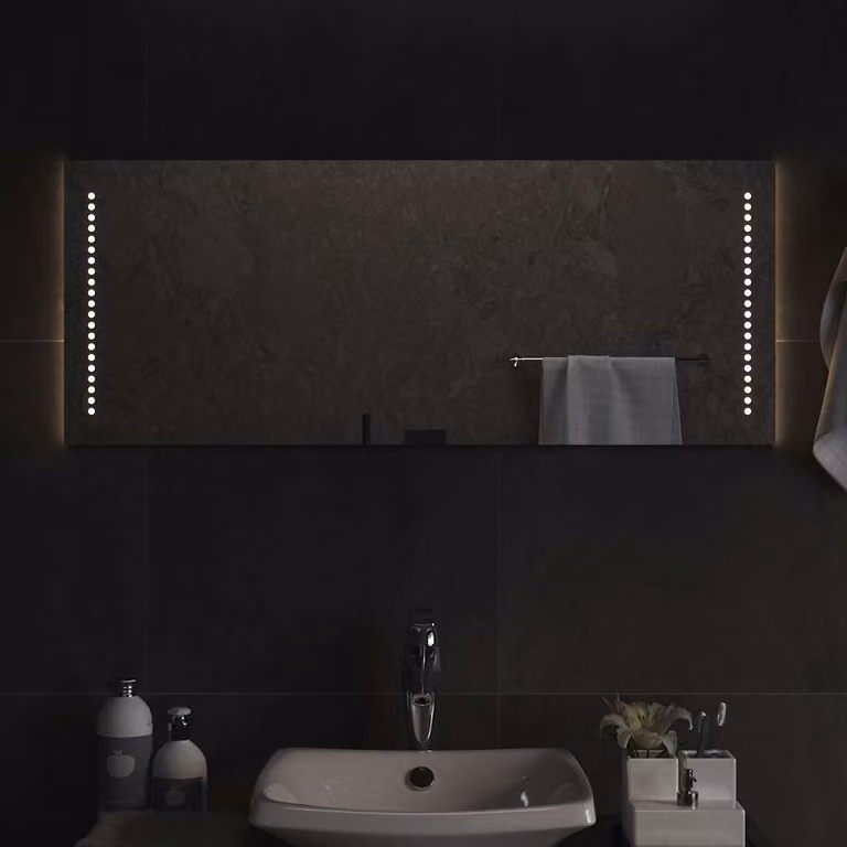 Specchio da bagno con luci LED vidaXL, rettangolare, nero, L: 100 cm, H: 40 cm, P: 1 cm